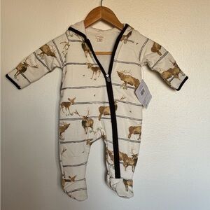 Burt’s Bees Baby NWT Hooded Footie Pajamas 0–3 Months Deer Print